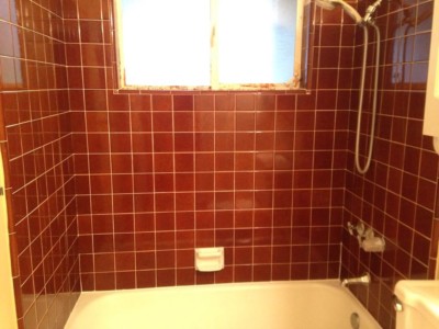 Bathroom tiles getting cleaned