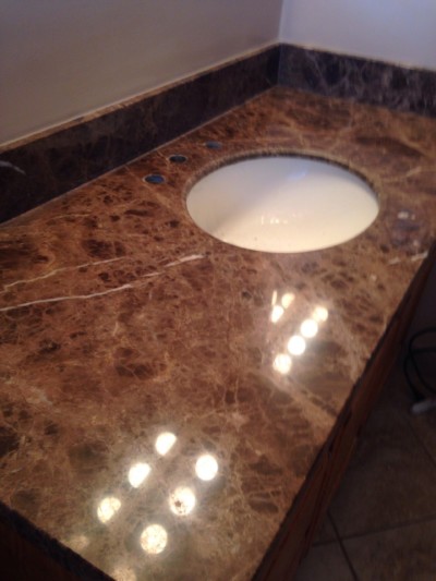 Bathroom sink marble cleaned and polished