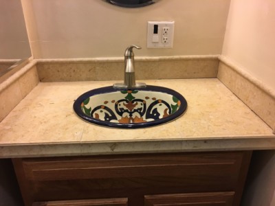 Bathroom sink cleaned and restored