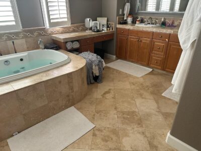 Cleaned and sealed bathroom tiles, grout and bath area.